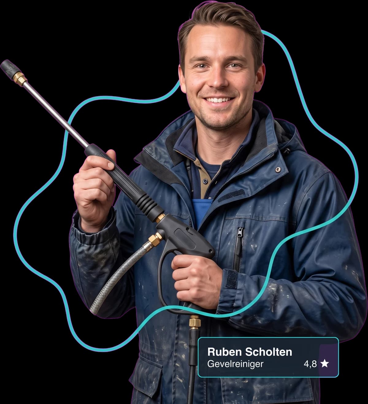 Gevelreiniger aan het werk