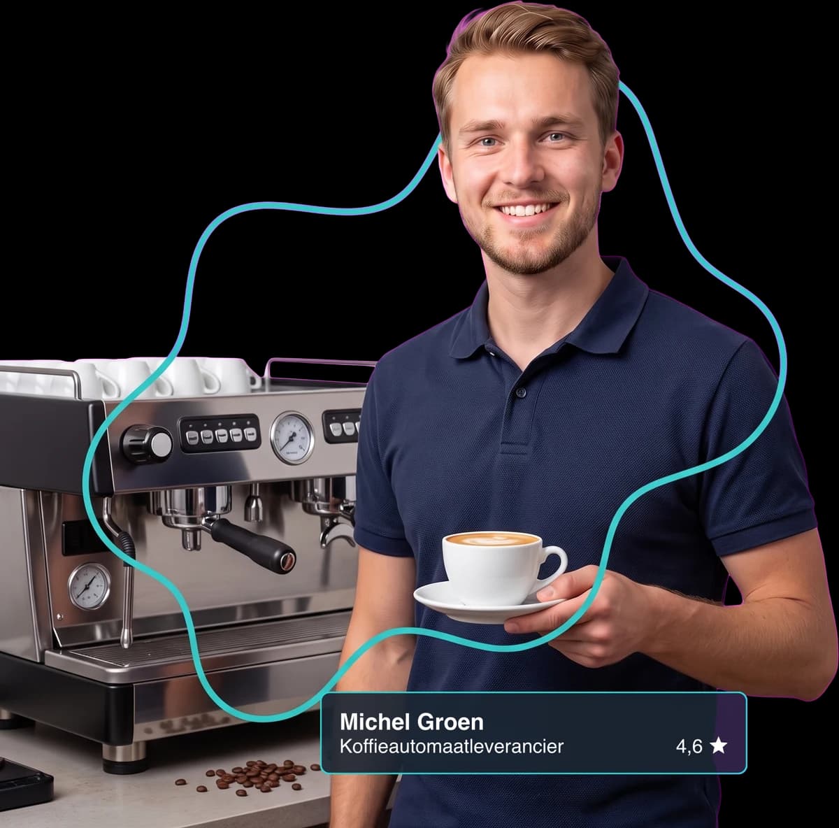 Koffieautomaatleverancier aan het werk