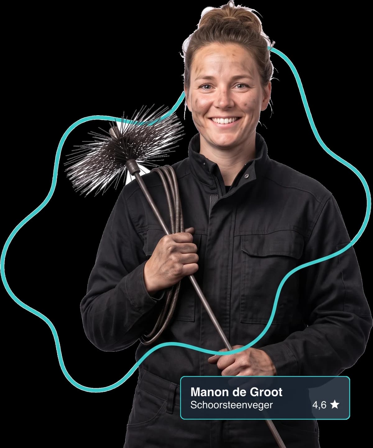 Schoorsteenveger aan het werk