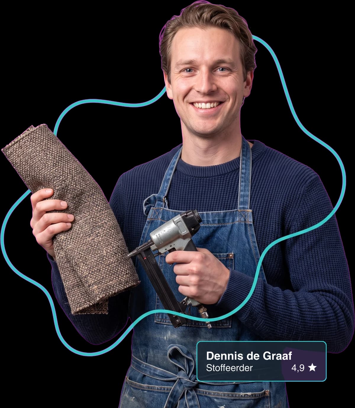 Stoffeerder aan het werk