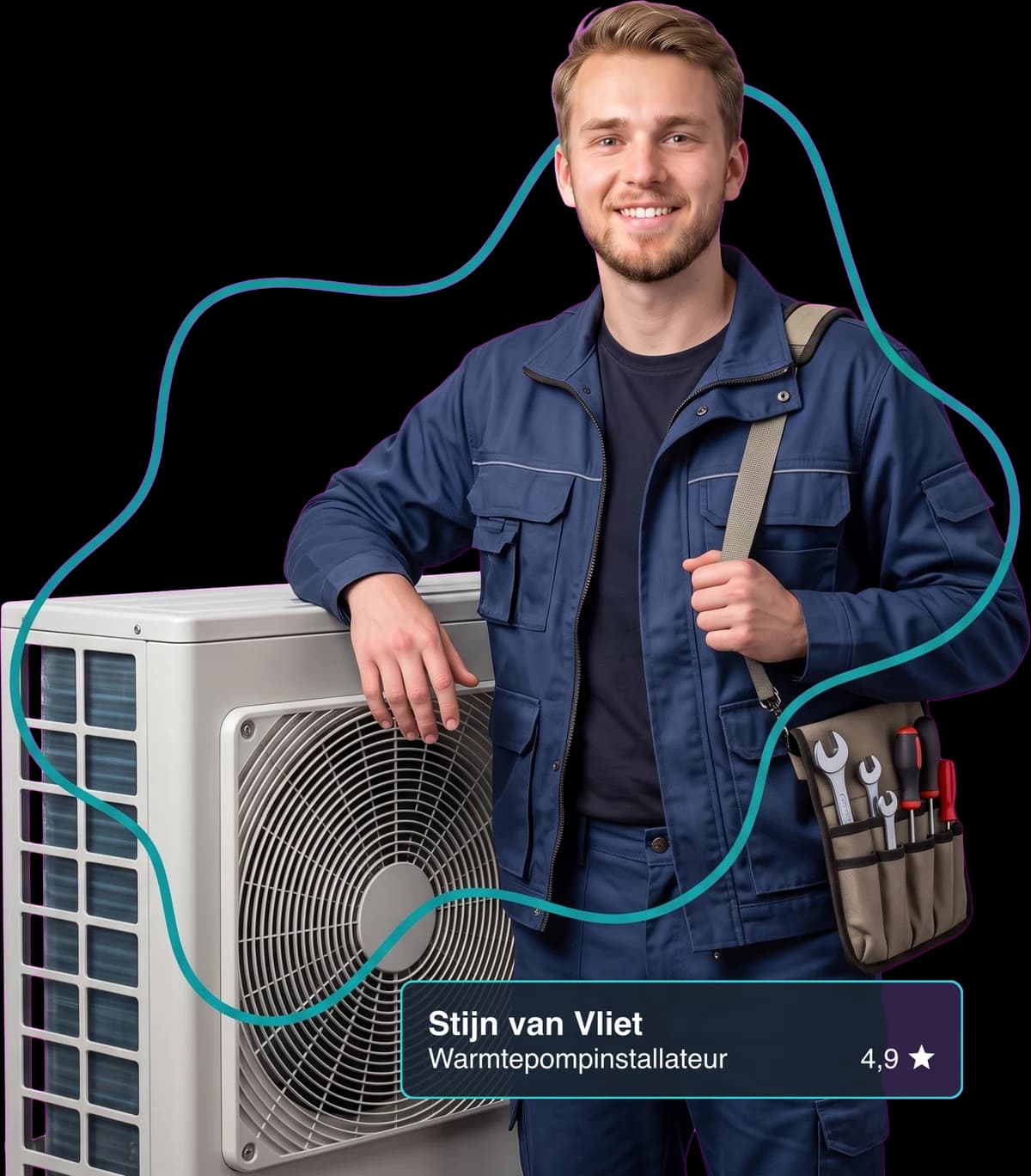 Warmtepompinstallateur aan het werk
