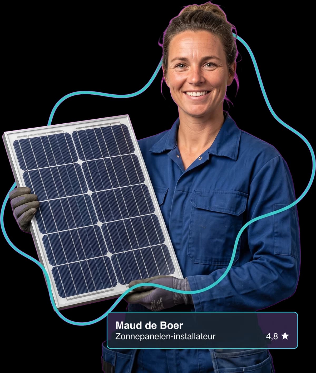 Zonnepanelen-installateur aan het werk